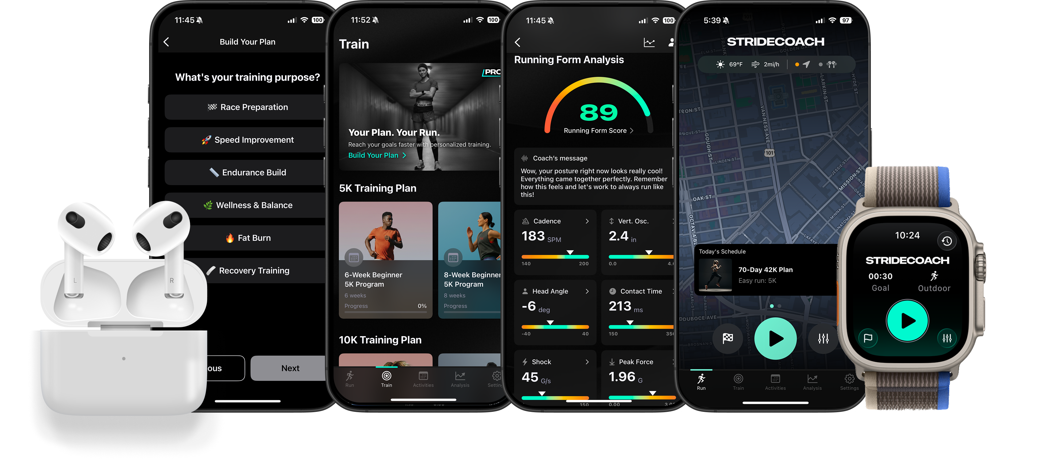 StrideCoach app screenshots